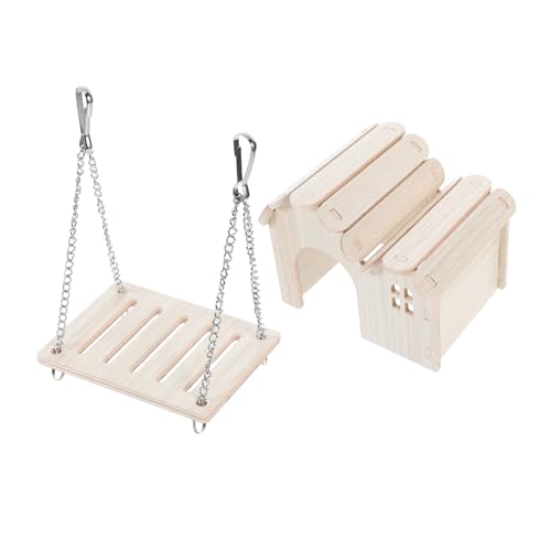 PERSELOSO 1 Set Hamsterhaus Aus Holz Mit Kletterspielzeug Und Hängeschaukel, Versteck Aus Holz Für Kleine Haustiere, Für Den Einsatz Zu Hause Und in Tierhandlungen PERSELOSO 1 Set Hamsterhaus Aus Holz Mit Kletterspielzeug Und Hängeschaukel, Versteck Aus Holz Für Kleine Haustiere, Für Den Einsatz Zu Hause Und in Tierhandlungen von PERSELOSO