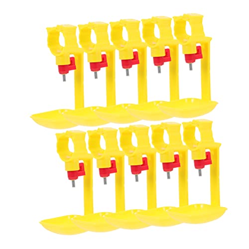 PERSELOSO 10 Stück Automatische Tränke Für Hühner Trinker Hühnerwasserbecher Geflügel Klein Spender Hühnerfutter Hängend Hühnerwassersystem Hühner Bewässerungssystem Yellow Rostfreier Stahl von PERSELOSO