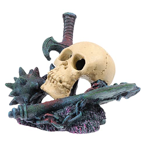 PERSELOSO 1Stück Aquarium Schädel Dekoration Lebensechtes Harz Ornament Für Aquarienlandschaft Stabiler Stand Natürliche Farbgebung Zubehör Für Aquariengestaltung von PERSELOSO