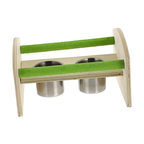 PERSELOSO 1stück Vogel Sitzstange Mit Futterschalen Holzständer Für Vögel Edelstahlbecher Multifunktionales Spielzeug Für Wellensittiche Und Papageien Für Fütterung Und Spielzeit von PERSELOSO
