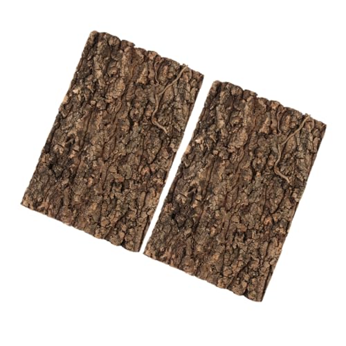 PERSELOSO 2 Stück Fütterungsbox Terrarium zubehör Terrarienbaumrinde zarte Aquarienrinde Reptilienrindendekor Rinde Terrarium Hintergrund Reptil Baumrinde Light Brown von PERSELOSO
