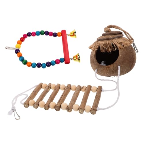 PERSELOSO 2 Stück Kokosnuss-vogelnest, Hütte, Kokosnuss-versteck, Vogelschaukel, Spielzeug Zum Aufhängen, Kokosnuss-vogelhaus Mit Leiter Für Papageien, Sittiche, Nymphensittiche, PERSELOSO 2 Stück Kokosnuss-vogelnest, Hütte, Kokosnuss-versteck, Vogelschaukel, Spielzeug Zum Aufhängen, Kokosnuss-vogelhaus Mit Leiter Für Papageien, Sittiche, Nymphensittiche, von PERSELOSO