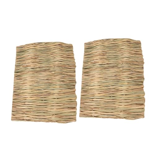 PERSELOSO 2stücke Naturgrasmatte Für Haustiere Gewebte Strohmatten Kaninchenkratzunterlage Heu Matte Kauen Spielzeug Kleine Haustier Bett Hamster Chinchilla Eichhörnchen Igel Nistmatte von PERSELOSO