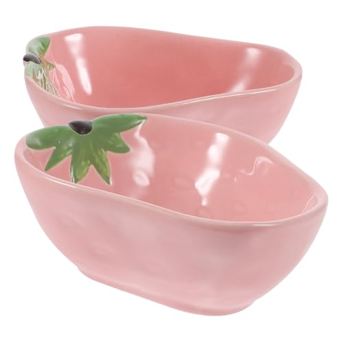 PERSELOSO 2pcs Pet Erdbeere Form Keramik Schüssel Katzenfutter Tablett Hamster Zubehör Für Käfige von PERSELOSO