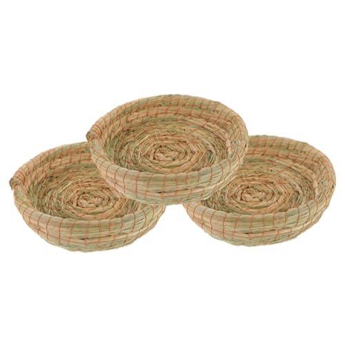 PERSELOSO 3 Stück Haustierbett Aus Stroh Schlafmatte Für Hamster Zartes Hamsternest Nest Für Chinchillas Frettchen-Nest Haustier Rasting Matte Handgewebtes Nest Aus Stroh Geflochtenes Nest von PERSELOSO