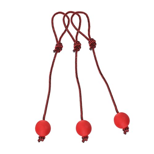 PERSELOSO 3 Stück Hundespielzeug für draußen lustig Interaktiver Hundeball quietschend Hundeseil Dog chew Toy hundekauspielzeuge Kauspielzeug für Hunde Trainingsball für Hunde Gummi rot von PERSELOSO