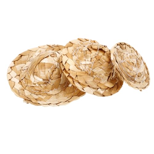 PERSELOSO 3 Stück Papageienhut Papageien Vogelspielzeug Papageienspielzeug Papageienfutter Für Vögel Mini Bambus Gewebter Hut Sittiche Mini Hut Für Vögel Miniatur Hut Für von PERSELOSO