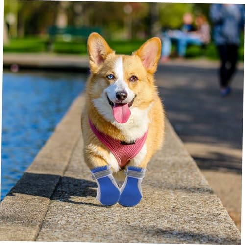 PERSELOSO 4 Stück Atmungsaktive Hundeschuhe mit Weicher Sohle rutschfest und Verstellbar Pfotenfreundlich für Kleine Hunde Pfotenschutz für Outdoor und Indoor von PERSELOSO