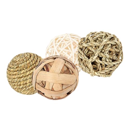 PERSELOSO 4 Stück Hamster-Takraw-Ball- Hamster nager Hamster Langzeitunterhaltung Igelball Meerschweinchen Hasen Hamster -Kauspielzeug Rattenball Stroh von PERSELOSO