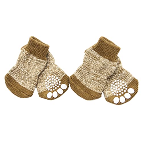 PERSELOSO 4 Stück Hundesocken für Hunde rutschfeste Pfotenschutz Socken aus Baumwolle Set für Drinnen und Draußen Schützt die Pfoten und Verhindert das Ausrutschen Glatten Böden von PERSELOSO