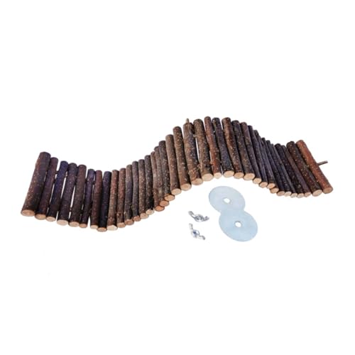 PERSELOSO Hamsterbrücke Aus Holz Mit Kletterleiter Und Kauspielzeug Für Kleintiere Hängebrücke Für Hamster Und Mäuse Zum Spielen Und Kauen von PERSELOSO