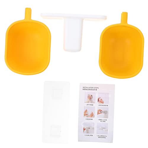 PERSELOSO Fressnapf Zum Aufhängen An Der Wand Haustier Halter Container Hundenapf Modern Fütterung Futterspender Futternapf Zur Wandmontage Montiert Mit Schüsseln Groß Doppelt Plastik Yellow von PERSELOSO