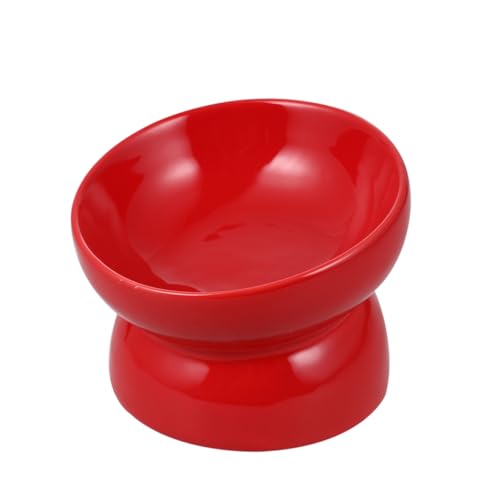 PERSELOSO Futternapf für Haustiere schüssel groß Keramik pet Water Bowl Dog Food Bowl Schüsseln Haustiernapf gekippt katzennäpfe Tierfutterautomat aus Keramik Futterautomat für Haustiere rot von PERSELOSO