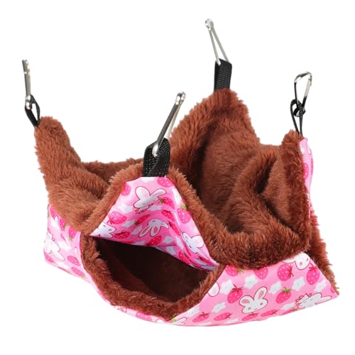 PERSELOSO Hängematte für Haustiere Rennmaus Bettwäsche Meerschweinchen-Hängematte Ratte Plüsch Hamster mastubatoren Hängematte mit Eichhörnchen Eichhörnchen-Schlafhängematte Rosa von PERSELOSO