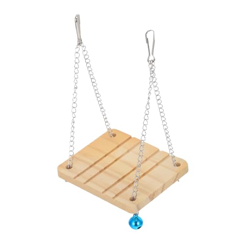 PERSELOSO Hängende Holzschaukel Für Meerschweinchen Und Kleine Sicheres Kauspielzeug Zur Zahnpflege Und Dekoration Für Tiergehege Zufällige Glockenfarbe von PERSELOSO