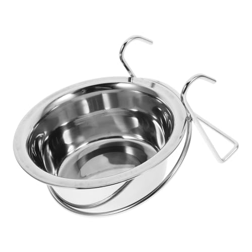 PERSELOSO Hängender Hundenapfständer hundekäfig hundezubehör Stabiler Hundetrinknapf rostfreie hundefutternäpfe Spaniel Abs Welpenschale Verschleißfester Katzennapf Rostfreier Stahl Silver von PERSELOSO