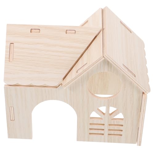 PERSELOSO Holz Hamsterhaus Hamsterversteck für Kleine Haustiere Verschleißfest mit Abnehmbarem Dach Sicheres Schlafhaus für Hamster und Meerschweinchen von PERSELOSO