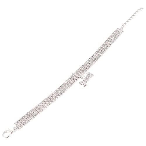 PERSELOSO Haustierbedarf Geschirr Luxus Kette Netter Hundehalsband Stehkragen für Hunde Pfote Hund kristall Halsband Haustier Hundehalsband Haustierhalsband mit Strasssteinen Weiß von PERSELOSO
