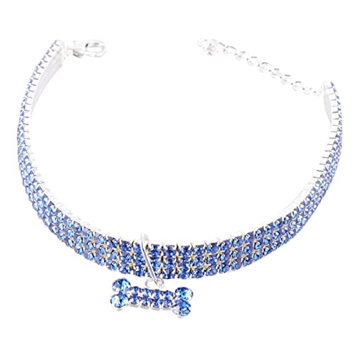 PERSELOSO Haustierhalsband mit Strasssteinen Welpe Nacken Farben Halskette Hundehalsbänder hundekragen hundehalstuch Dog Collars Haustier Hundehalsband Hund kristall Halsband Blue von PERSELOSO