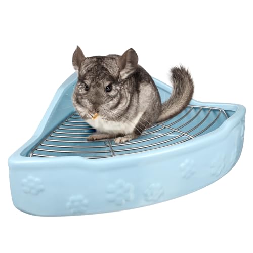 PERSELOSO Reinigungsbecken Keramik-haustiertoilette Hasen-töpfchentrainer Haustier-PIPI-Toilette Katzentoilette Große Größe Für Chinchilla Meerschweinchen Frettchennetz von PERSELOSO