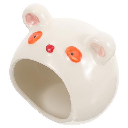 PERSELOSO Keramisches Hamsterhaus Bärenform Kühlendes Hamsternest für Kleine Haustiere für Sommermonate aus Stabiler Keramik zu Reinigen für Käfige von PERSELOSO