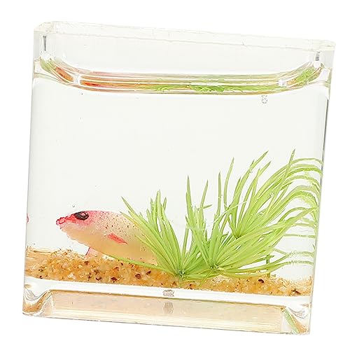 PERSELOSO Miniatur Aquarium Dekoration Realistisches Goldfisch Tank Ornament für Miniaturhäuser Weiß für Kreative Tischdekoration Blickfang von PERSELOSO