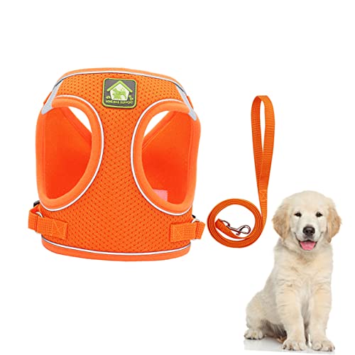 PERSELOSO Satz Weste Für Haustiere Orange Welpengeschirr Für Die Welpenerziehung Hundeleinengürtel Hundegeschirr Für Welpen Atmungsaktiv Haustier Für Hund Reflektierend Haustierkabelbaum von PERSELOSO
