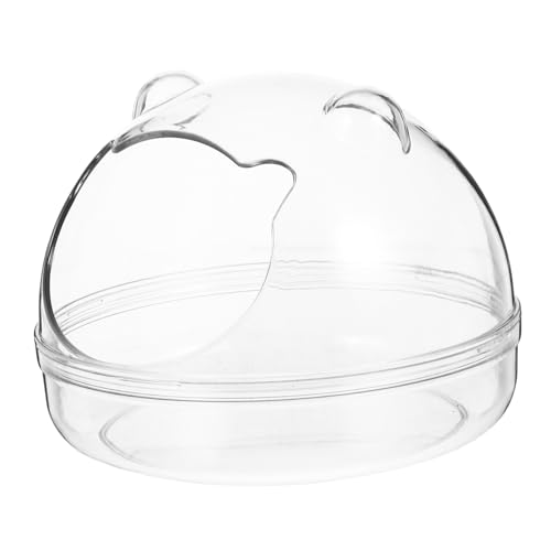 PERSELOSO Transparentes Hamster Sandbad Kleintier Badezimmer aus Hochwertigem Abnehmbar und Leicht zu Reinigen Multifunktional als Toilette und Futterspender Staubgeschützt mit Glatten von PERSELOSO