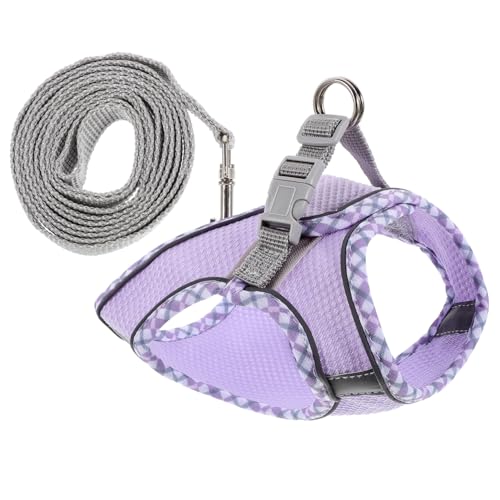 PERSELOSO Verstellbares Hundegeschirr Set für Kleine Hunde mit Brust Nackenriemen Bequemes Ausbruchsicheres Haustiergeschirr Leichtes Welpen Brustgeschirr mit Dekorativer Leine S von PERSELOSO