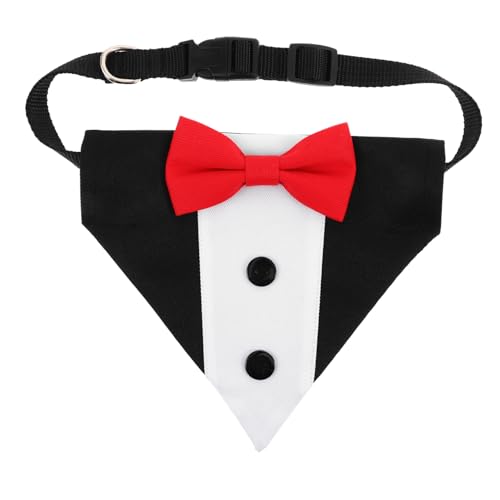 PERSELOSO Verstellbares Stylisches Bandana mit Fliege für Haustiere für Festliche Anlässe und Nutzung Rot von PERSELOSO
