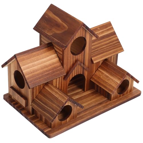 PERSELOSO Vogelnest-Ornamente Aus Holz Papageienspielplatz Vogelhäuschen Für Wildvögel Vogel Stehen Sparrow Bird House Sittich Nest Vogelhütte Papageienbrutnest Coffee Hölzern von PERSELOSO