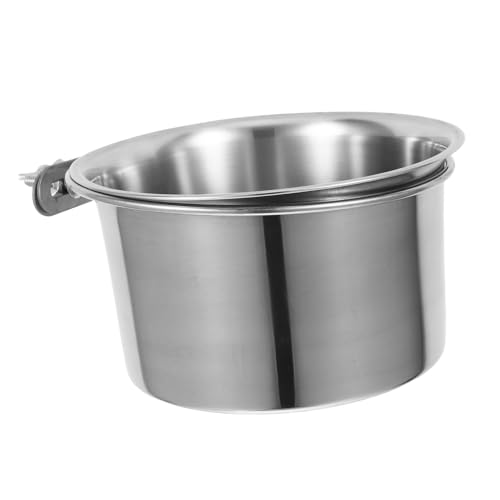 PERSELOSO hängender Hundenapf Hundekäfig Wassernapf groß Hundenäpfe Mittel Hundenapf mit Halterung montieren Hundekiste Wassernapf Kleiner Futternapf für Haustiere Rostfreier Stahl Silver von PERSELOSO