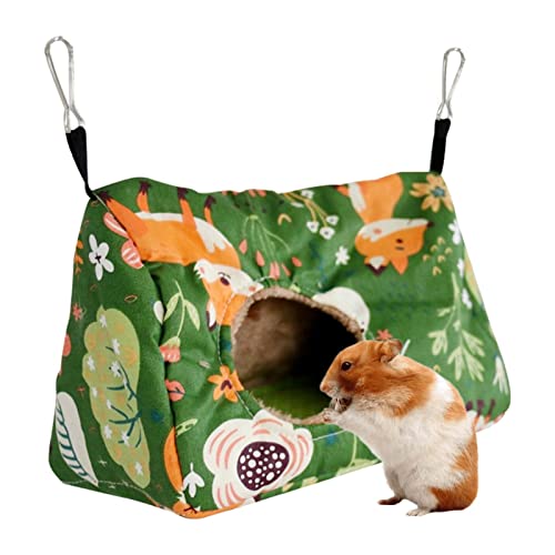 Hängematte für kleine Haustiere – Hamster Bed Cave Jungle Print Winter Warm House | Hüttenkäfig für kleine Haustiere zum Aufhängen für Meerschweinchen, Eichhörnchen, Cipliko von PERTID