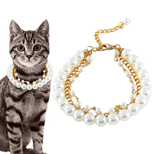 Halsband für kleine Hunde, Mädchen, Katze, Luxus-Perlen | Hochzeitshalsbänder für Katzen, Nackenband aus imitierter Perle für Hunde von PERTID