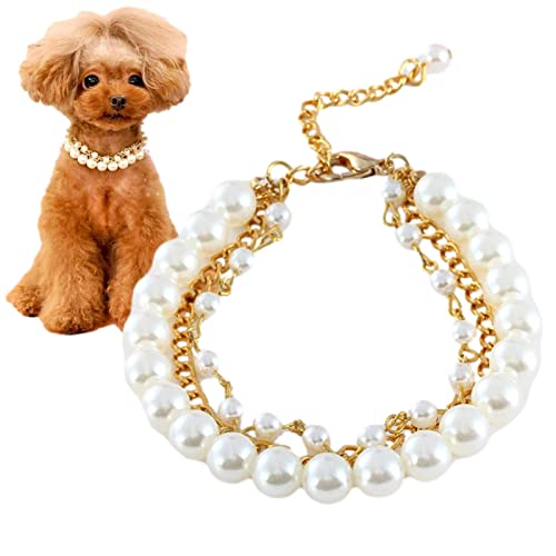 PERTID Hundehalsbänder für Mädchen | Halsband mit Kunstperlen für Hunde, Hochzeitshalsbänder für Katzen, Nackenband aus imitierter Perle für Hunde von PERTID