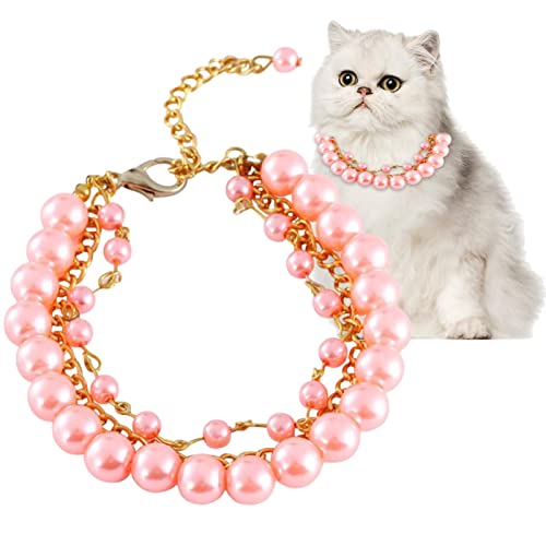PERTID Hundehalsband, personalisierbar, luxuriöse Perlen-Katze, Hochzeitshalsbänder für Katzen, Nackenband aus imitierter Perle für Hunde von PERTID