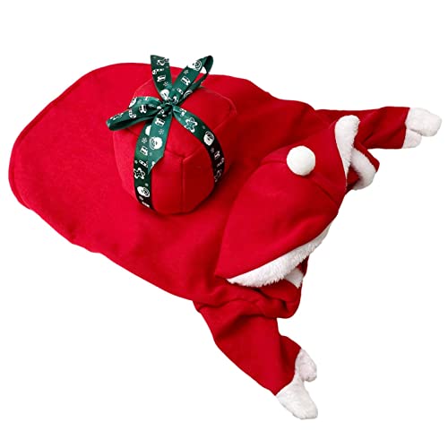 Winter-Weihnachtsmannkostüm für Hunde – weiches Weihnachtsmann-Outfit für den Winter, Cosplay-Kleidung für Haustiere, mit Geschenkbox, atmungsaktives Welpenkostüm für Hunde für Hochzeiten von PERTID
