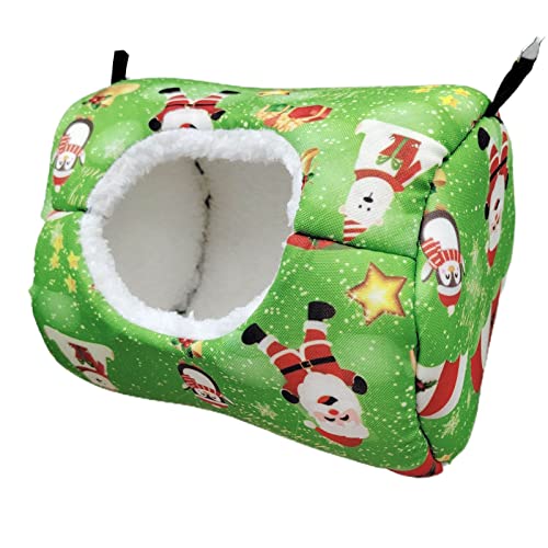 PERZOE Weihnachten Hängematte Tunnel Hamster Versteck Kleintier Meerschweinchen Tunnel Nest Bettkäfig Zubehör Grün B von PERZOE