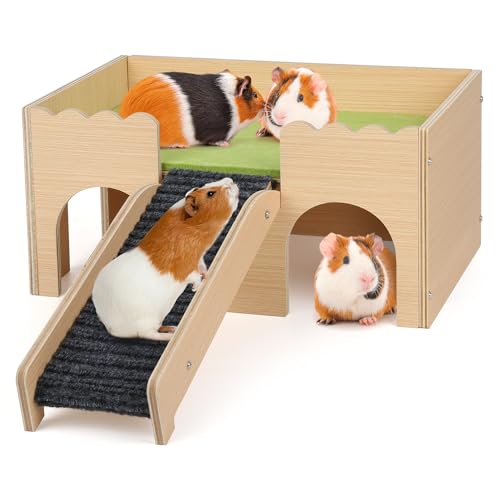 Mehrstöckiges Meerschweinchen Versteck mit Treppe und Matten – Extra Groß Meerschweinchen Schloss Abnehmbare Verstecke für Hamster, Kaninchen & Chinchillas，Abnehmbares Haus von PESNLO