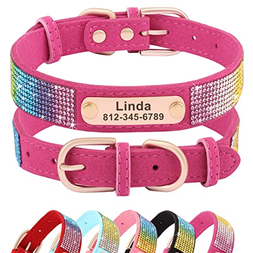 PET ARTIST Hundehalsband mit Strasssteinen, glitzernd, mit Kristallnieten, für kleine, mittelgroße Mädchen, Jungen, kleine und mittelgroße Hunde, Hot Pink von PET ARTIST