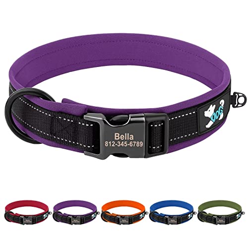 PET ARTIST Hundehalsband, personalisierbar, Nylon, superweich, verstellbar, gepolstert, reflektierend, langlebig, Metallschnalle, Hundehalsbänder für Welpen, Violett S, S:10-13''(25-33cm) von PET ARTIST