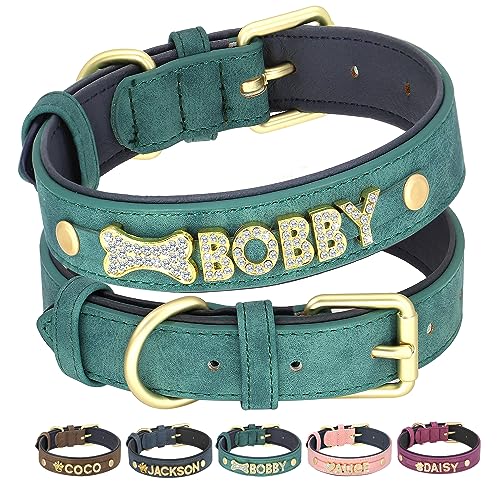 PET ARTIST personalisiert Leder Kristall Hundehalsband mit Bling Name Buchstaben, benutzerdefinierte Funkelnde Strass Hundehalsband für kleine mittlere große von PET ARTIST