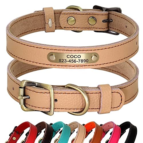 PET ARTIST Personalisiertes Hundehalsband aus echtem Leder, leicht und weich, 7 schöne Farben, langlebig für Welpen und kleine Hunde, Hellbraun, M PET ARTIST Personalisiertes Hundehalsband aus echtem Leder, leicht und weich, 7 schöne Farben, langlebig für Welpen und kleine Hunde, Hellbraun, M von PET ARTIST