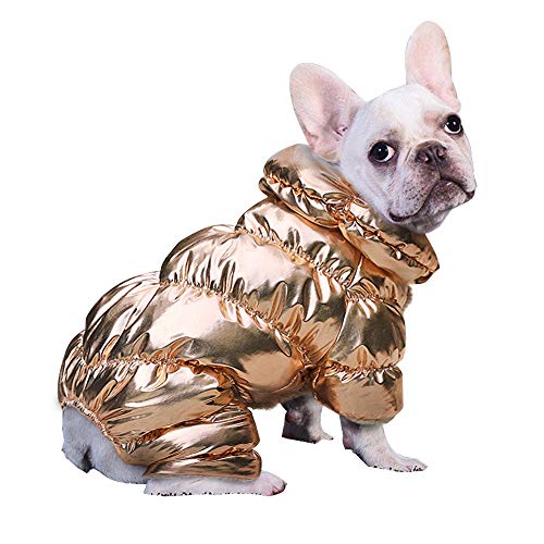 PET ARTIST klein Hund Fell für Welpen, Winter Warm Dick Gepolsterte Chihuahua Kleidung Outfits, Passform für Yorkie Pudel Mops Französische Bulldogge, Gold, Chest:10.5” von PET ARTIST