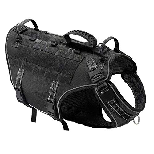 PET Artist Reflective Tactical Dog Harness with 3 x Handles and 2 x Lead Clip - No Pull Molle Vest for Walking Training, Adjustable Pet Harness for Medium and Large Dogs,Black,L PET Artist Reflective Tactical Dog Harness with 3 x Handles and 2 x Lead Clip - No Pull Molle Vest for Walking Training, Adjustable Pet Harness for Medium and Large Dogs,Black,L von PET ARTIST