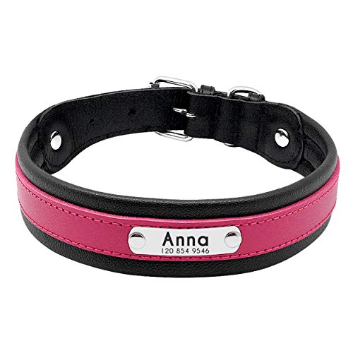 Pet Artist Hundehalsband aus Leder, mit Namensschild, personalisierbar, für große Hunde, Größe M/L/XL in Schwarz, Blau, Braun, Hot Pink, Rot und Lila Pet Artist Hundehalsband aus Leder, mit Namensschild, personalisierbar, für große Hunde, Größe M/L/XL in Schwarz, Blau, Braun, Hot Pink, Rot und Lila von PET ARTIST