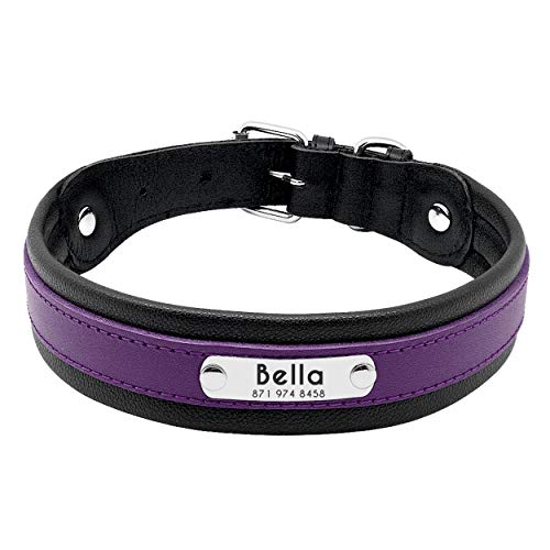 Pet Artist Hundehalsband aus Leder, mit Namensschild, personalisierbar, für große Hunde, Größe M/L/XL in Schwarz, Blau, Braun, Hot Pink, Rot und Lila Pet Artist Hundehalsband aus Leder, mit Namensschild, personalisierbar, für große Hunde, Größe M/L/XL in Schwarz, Blau, Braun, Hot Pink, Rot und Lila von PET ARTIST