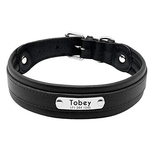 Pet Artist Hundehalsband aus Leder, mit Namensschild, personalisierbar, für große Hunde, Größe M/L/XL in Schwarz, Blau, Braun, Hot Pink, Rot und Lila Pet Artist Hundehalsband aus Leder, mit Namensschild, personalisierbar, für große Hunde, Größe M/L/XL in Schwarz, Blau, Braun, Hot Pink, Rot und Lila von PET ARTIST