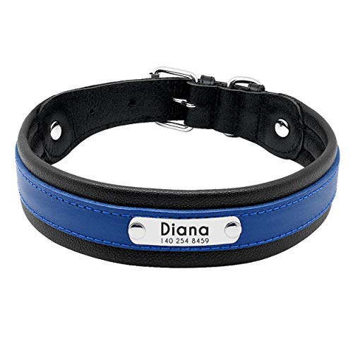 Pet Artist Hundehalsband aus Leder, mit Namensschild, personalisierbar, für große Hunde, Größe M/L/XL in Schwarz, Blau, Braun, Hot Pink, Rot und Lila Pet Artist Hundehalsband aus Leder, mit Namensschild, personalisierbar, für große Hunde, Größe M/L/XL in Schwarz, Blau, Braun, Hot Pink, Rot und Lila von PET ARTIST