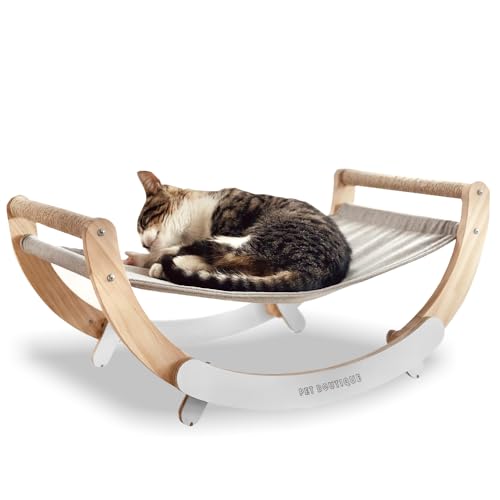 PET BOUTIQUE 3 in 1 Premium Erhöhtes Katzenschaukelbett + horizontaler Sisal-Kratzer - Stilvolle Möbelliege mit Kratzen Beruhigender Schaukelstuhl und Hängematte Erhöhter Stuhl für Indoor-Katzen PET BOUTIQUE 3 in 1 Premium Erhöhtes Katzenschaukelbett + horizontaler Sisal-Kratzer - Stilvolle Möbelliege mit Kratzen Beruhigender Schaukelstuhl und Hängematte Erhöhter Stuhl für Indoor-Katzen von PET BOUTIQUE